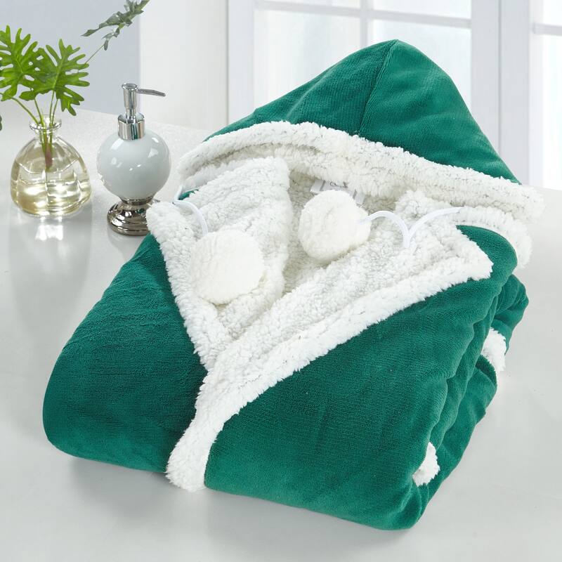 Chic Home Reyn Snuggle Hoodie Ultra Plush Micromink Wearable Blanket - Green