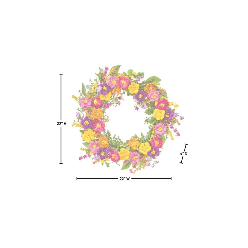 22" Summer Primula Wreath