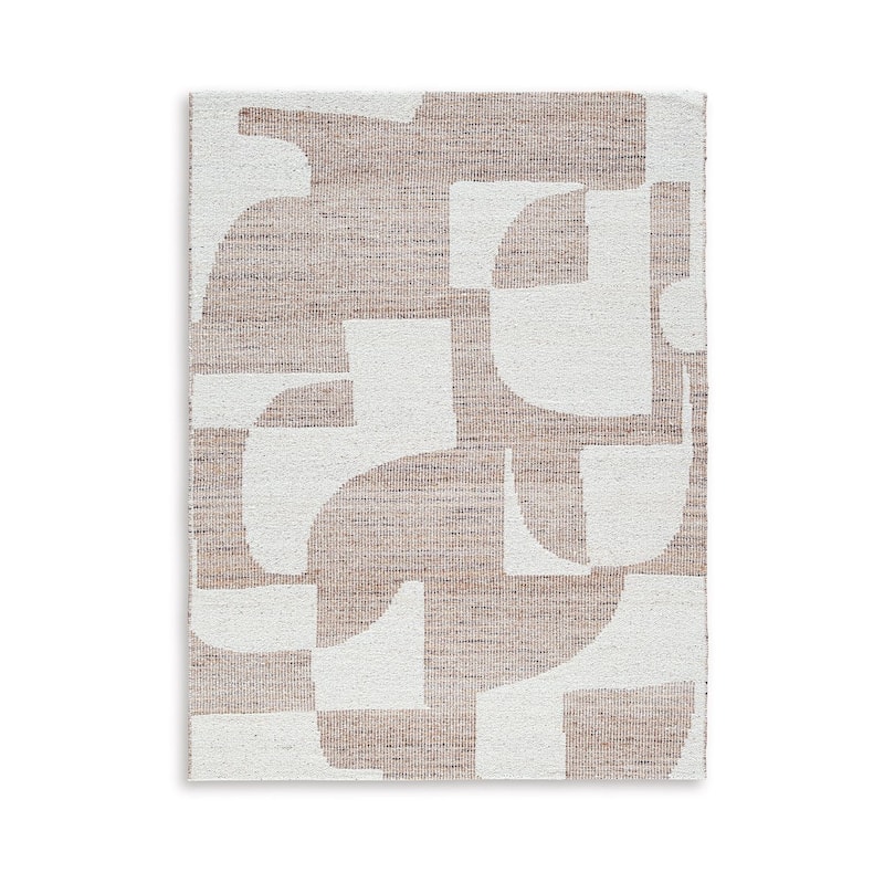 Jimmy 8 x 10 Area Rug, Abstract Pattern Polyester, Cotton Back, Beige Brown - 8 x 10