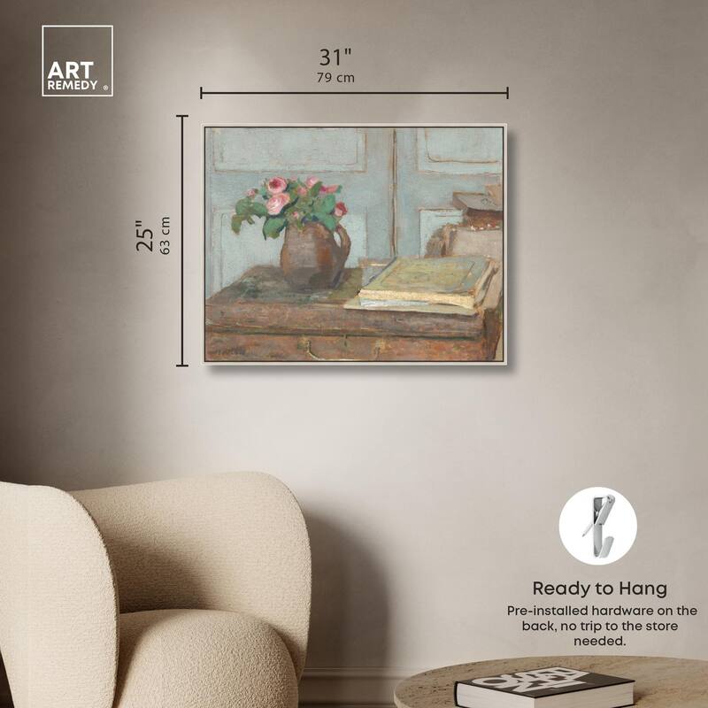 Box and Moss Roses Canvas by Art Remedy