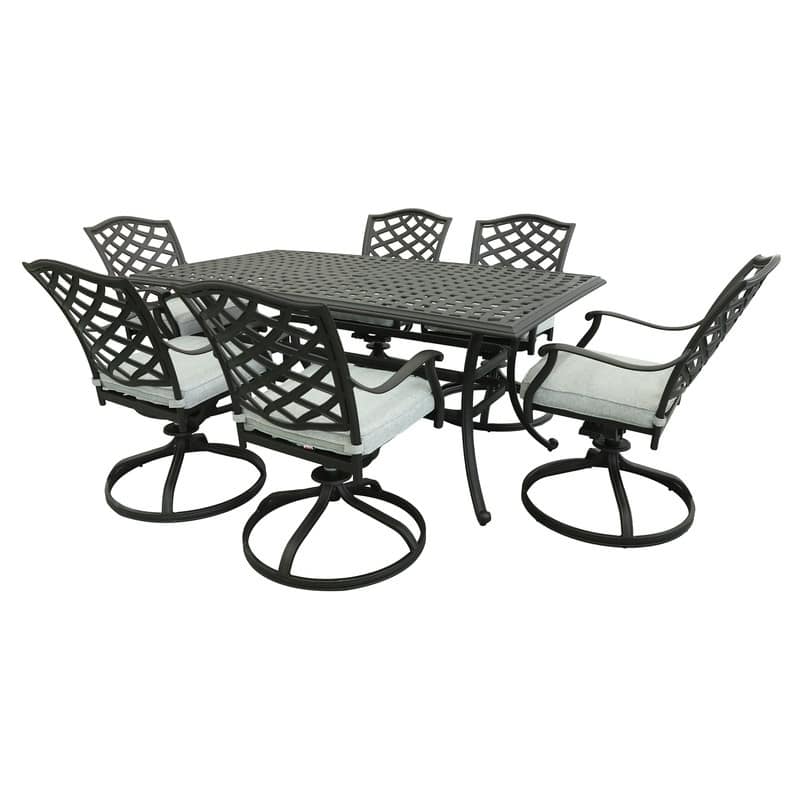 Torino 7-piece Aluminum Dining Set with 6 Swivel Rockers - N/A