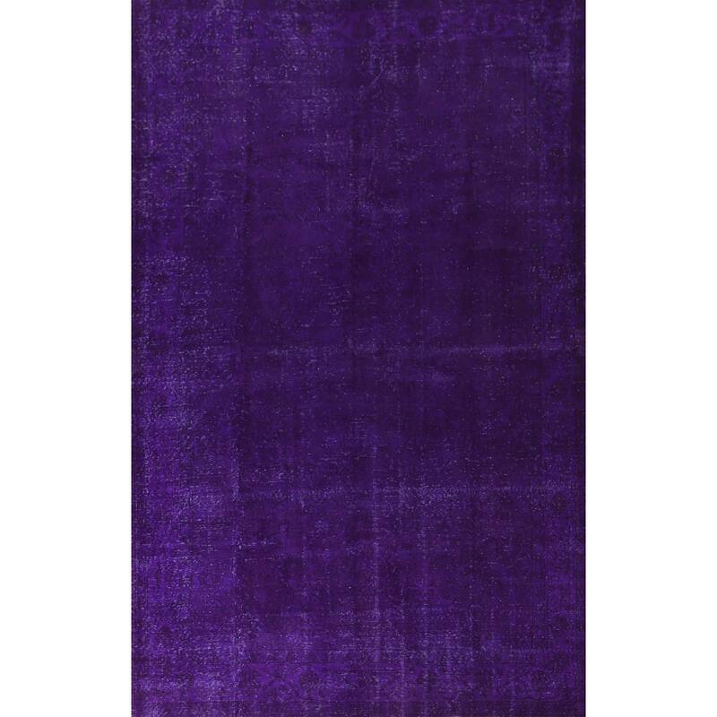 Purple Over-Dyed Anatolian Turkish Vintage Rug Handmade Wool Carpet - 6'10"x 10'7"