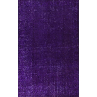 Purple Over-Dyed Anatolian Turkish Vintage Rug Handmade Wool Carpet - 6'10"x 10'7"