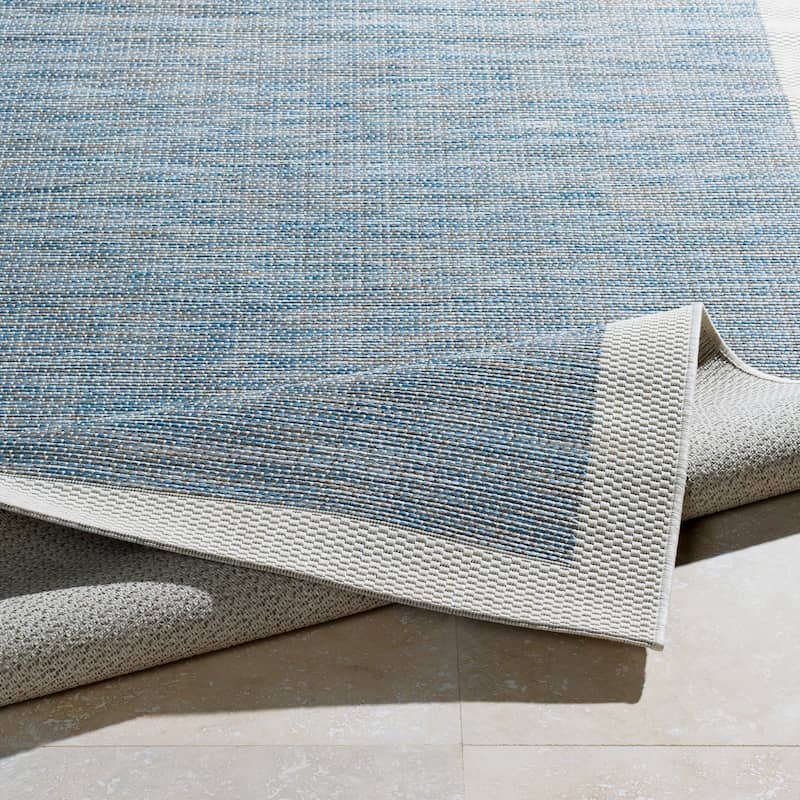 Cammie Solid Bordered Outdoor Area Rug