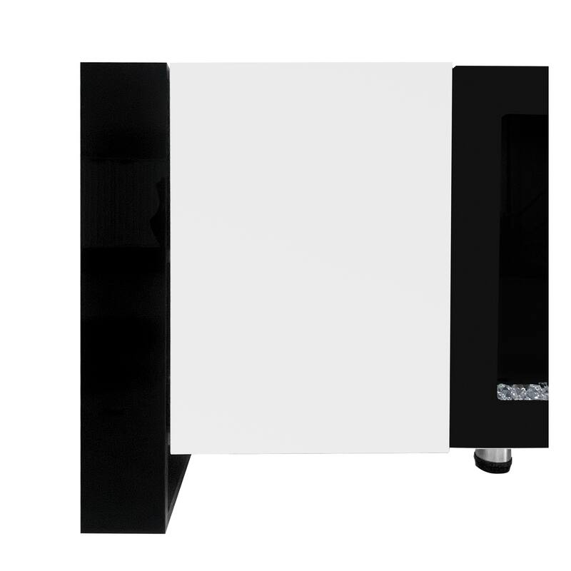 Modern 68.1 TV Stand with Built-in Fireplace, High Gloss Finish, and Spacious Cabinets for Organized Living.