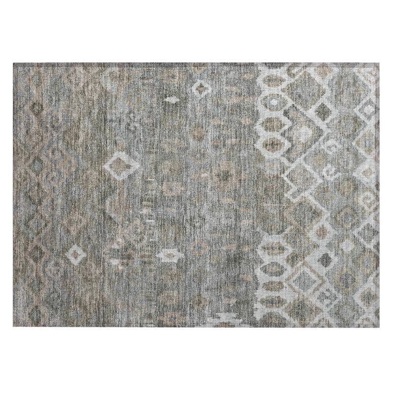 Machine Washable Indoor/ Outdoor Boho Moroccan Chantille Rug