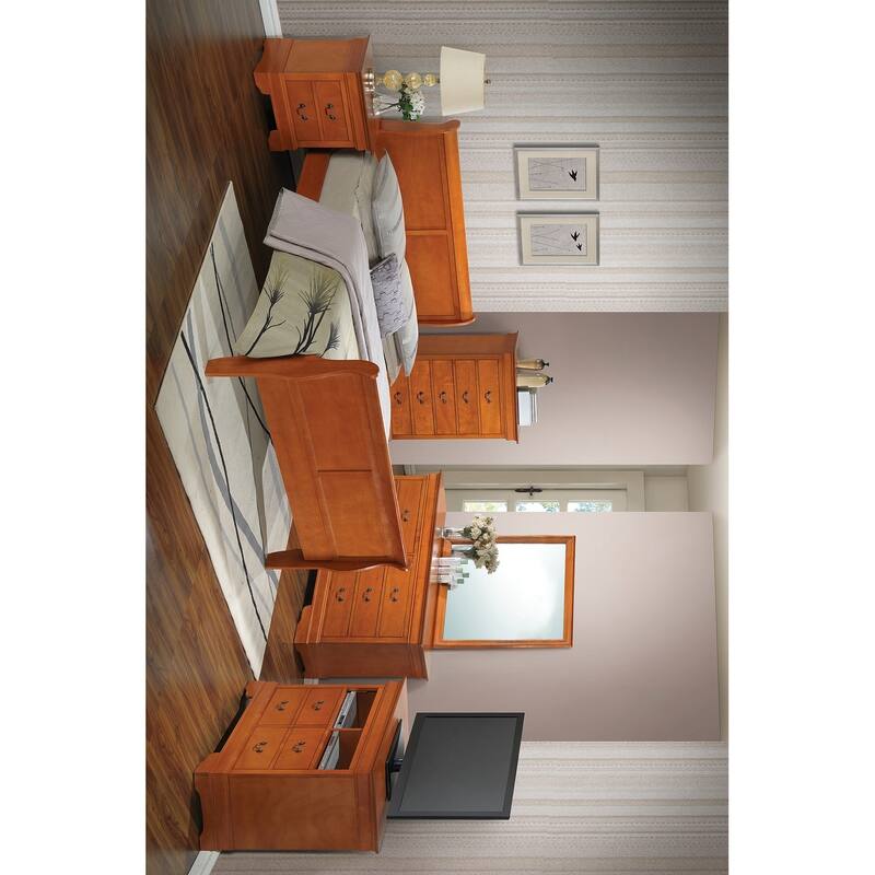 Sleigh Queen Wooden Bed with High Footboard - 84" - Brown