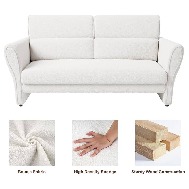 Sofa, Modern Boucle Accent Chair, Plush Upholstered Armchair, Comfortable Lounge Chair