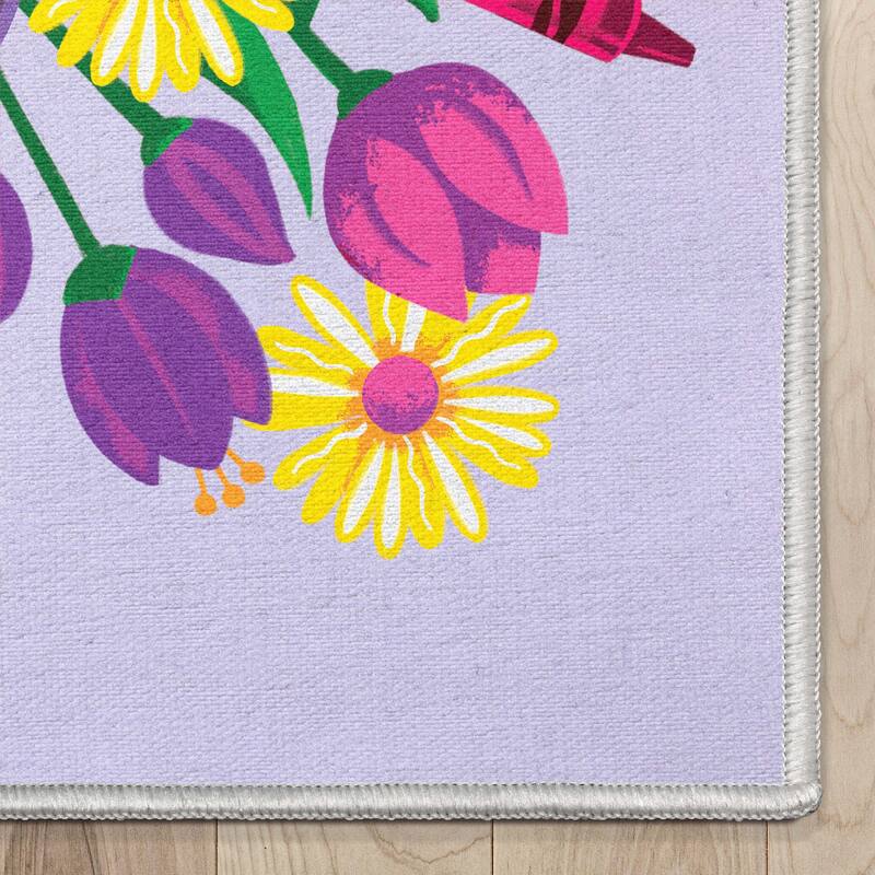 Crayola Spring Lilac Floral Area Rug By Well Woven