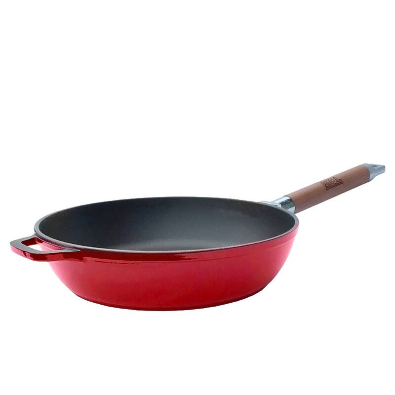 BIOL Non Stick Pre Seasoned Cast Iron Skillet in Red - 9.4"