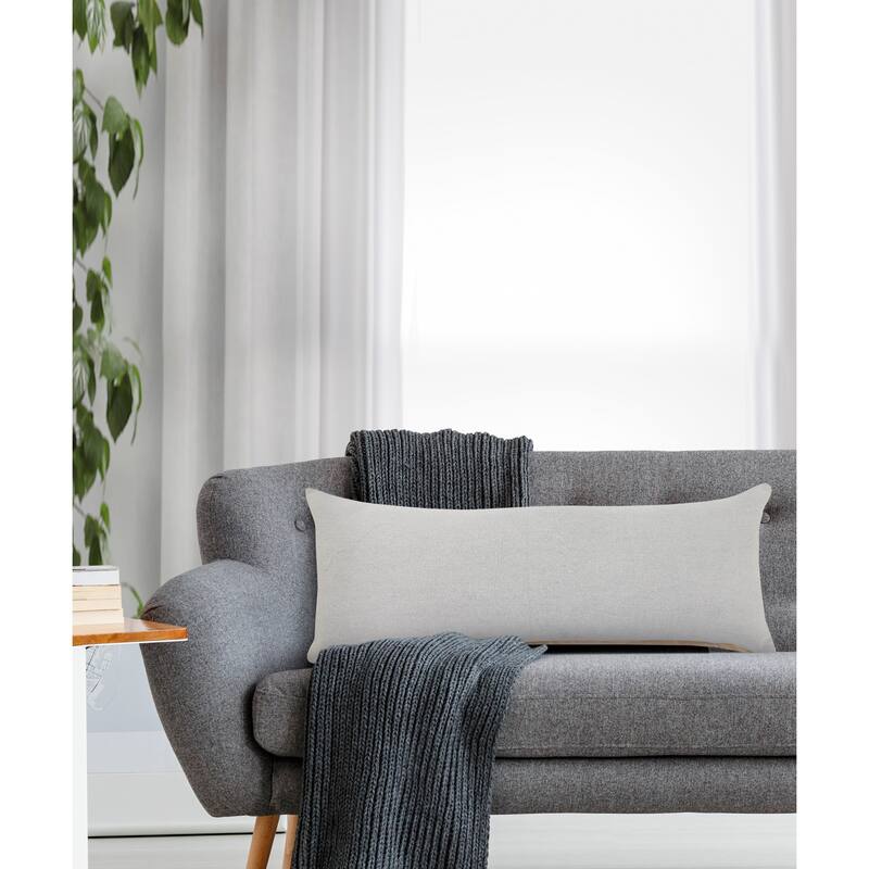Sevita Soft Gray Solid Throw Pillow - 14" x 36" - Polyester