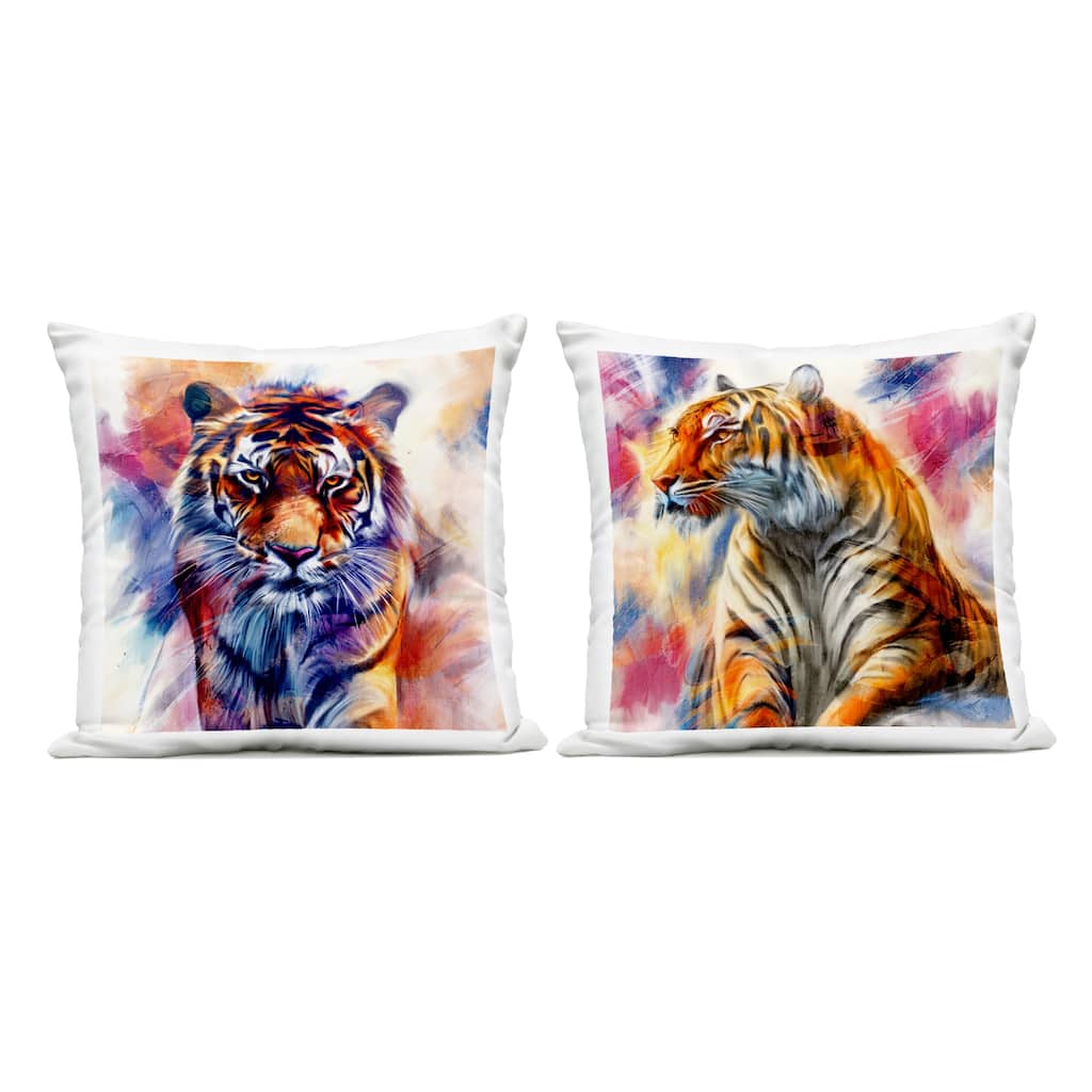Stupell Prowling Jungle Tigers Printed Outdoor Throw Pillow Design by Kim Allen (Set of 2)