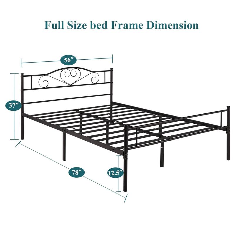 Javlergo Metal Platform Bed Frame with Modern Headboard, No Box Spring Needed