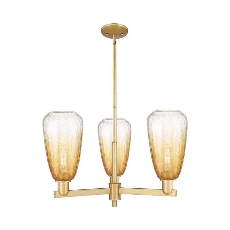 Innovations Lighting Downtown Urban - Brookhaven Almond - 3 Light 18" Stem Hung Chandelier - Brushed Brass/Amber