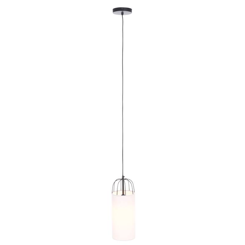 SAFAVIEH Lighting Navi Pendant Adjustable Pendant Hanging Light Fixture - White/Black - 6"W x 6"D x 16"H