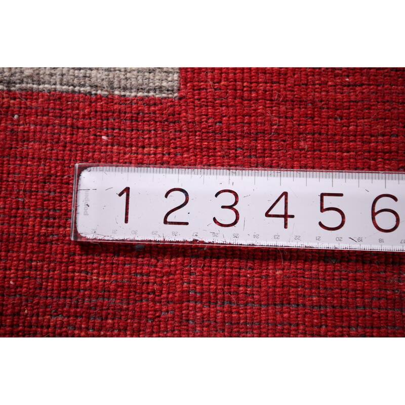 Striped Gabbeh Indian Area Rug Hand-Knotted Beige Wool Carpet - 8'4" x 9'8"