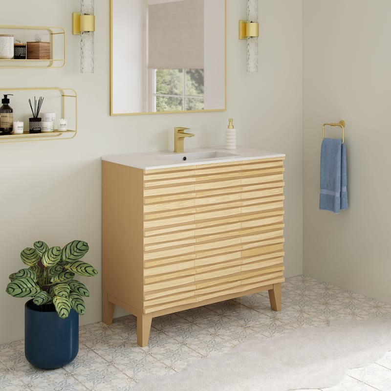 Cascade 36" Bathroom Vanity In Natural Oak