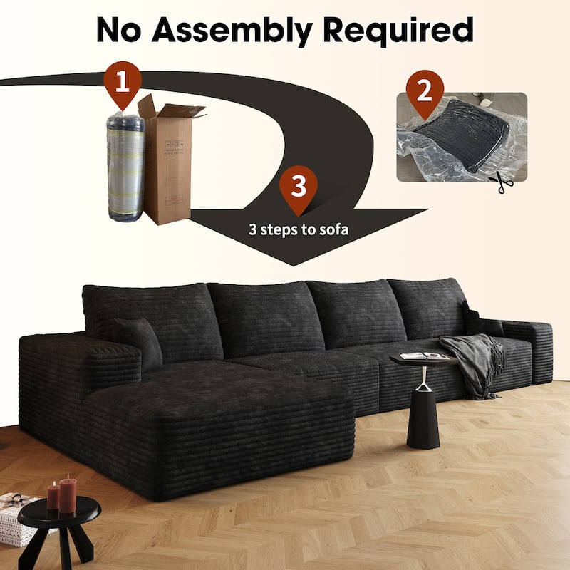 Sofa 135-in Casual Black 4 -seater Left Sectional - 8' x 10'