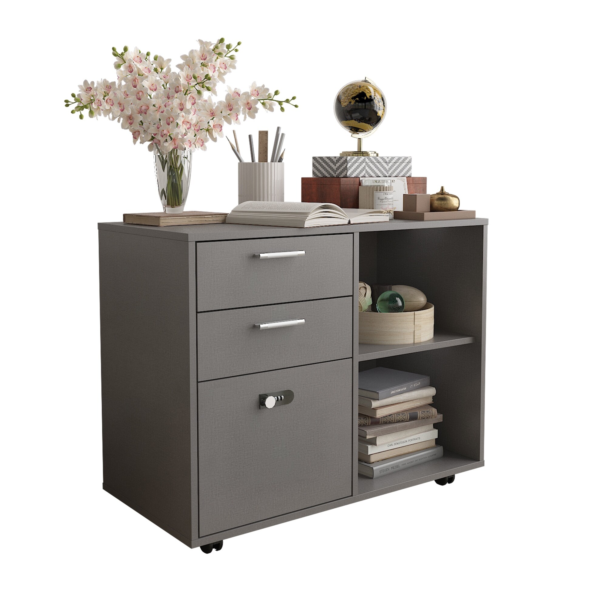 Lateral file cabinet store wood with lock