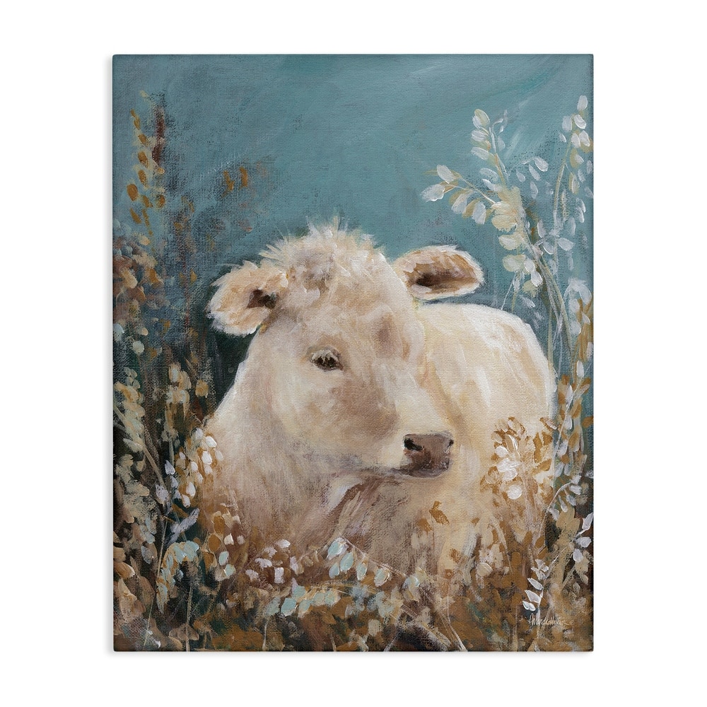 Stupell Soft Cattle Amongst Florals Canvas Wall Art Design By Amanda Hilburn