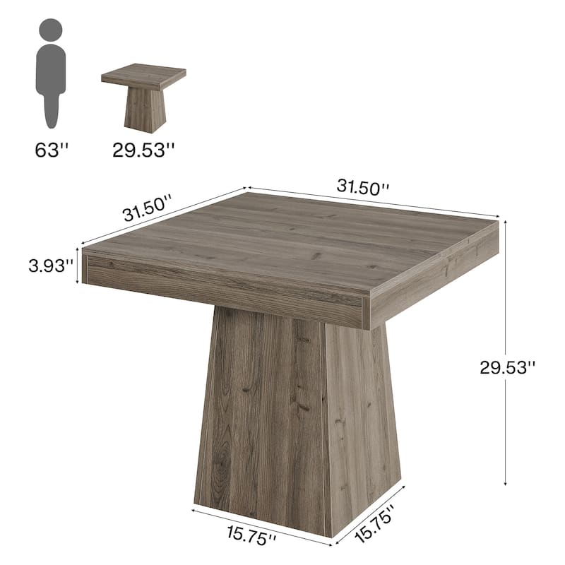 31.5-Inch Square Dining Table for 4, Farmhouse Kitchen Table for Dining Room - 31.5"D x 31.5"W x 29.53"H