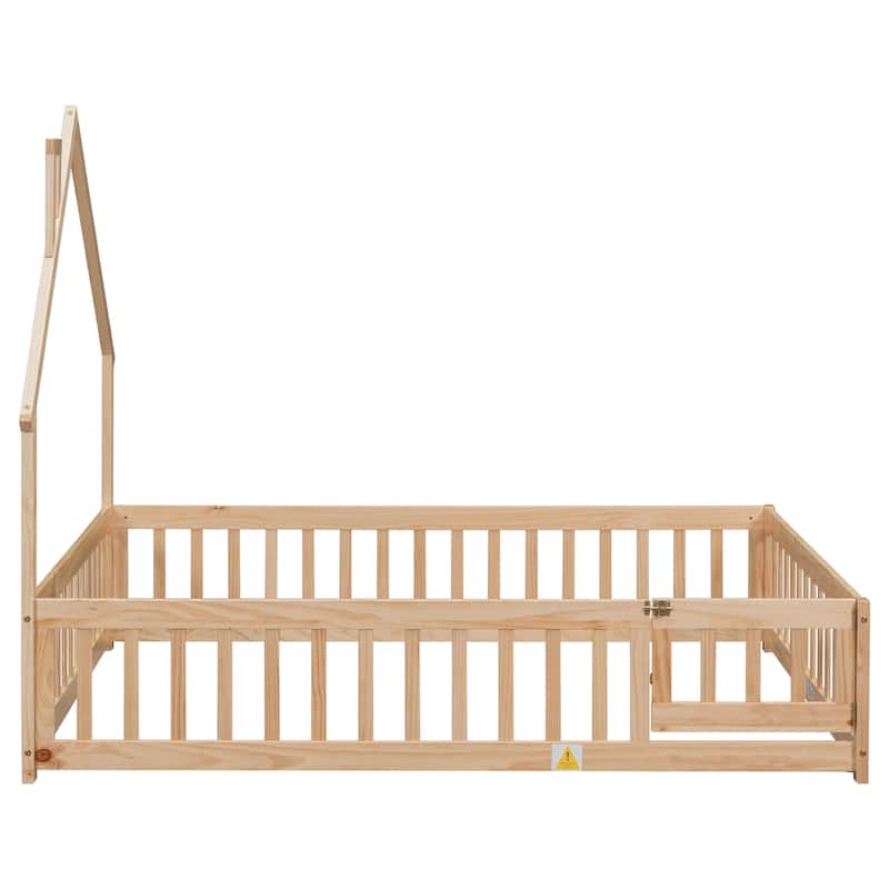 Full House-Shaped Headboard Floor Bed with Fence
