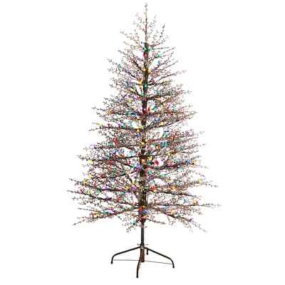 6' Frosted Berry Twig Christmas Tree with 350 Multicolored Lights - 72