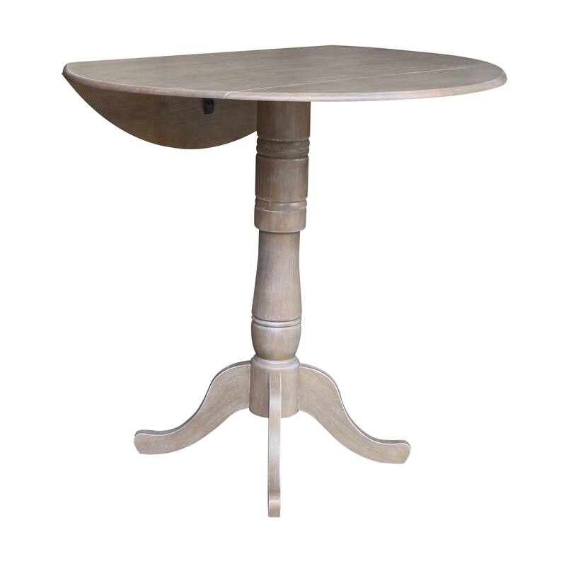 42 in. Round Dual Drop Leaf Bar Height Dining Table with 2 X-back Stools - 3 Piece Set