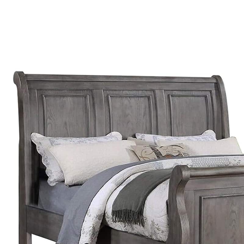 Sleigh Panel Bed in Antique Grey Oak