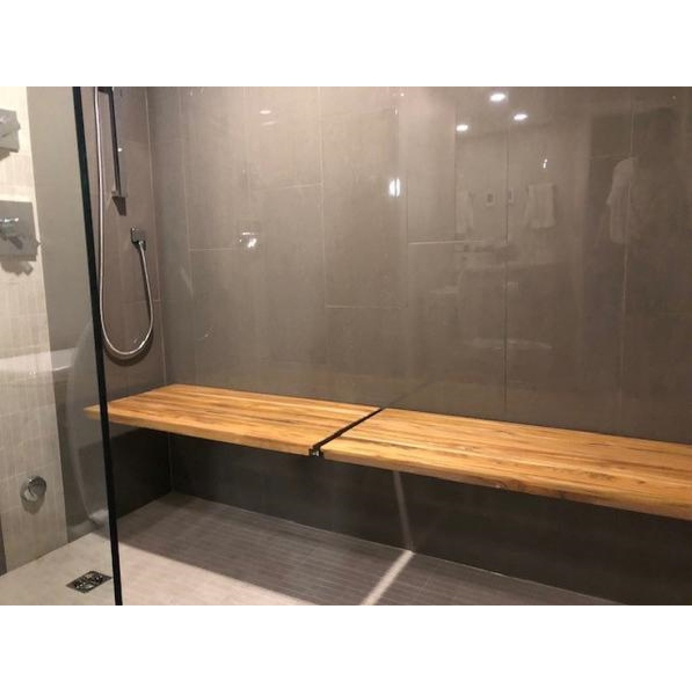Teak floating online shower bench
