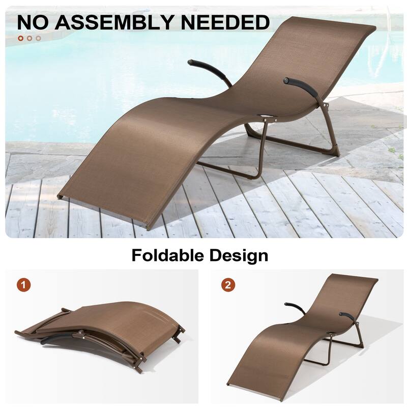 Crestlive Products Outdoor Aluminum Chaise Lounge Chair with Adjustable Backrest