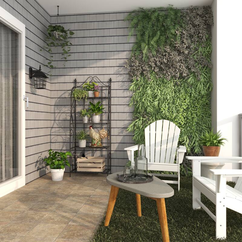 Metal Scroll Indoor Outdoor Tall Folding 4 Shelf Bakers Rack - Black - Roche River Decor