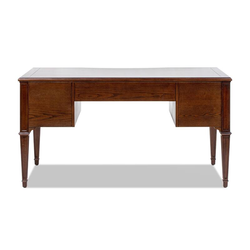 Dauphin 55" Solid Wood 5-Drawer Gold Accent Executive Desk