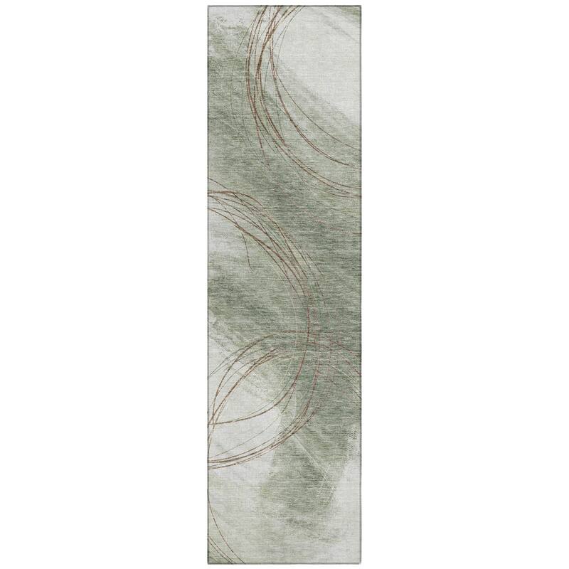 Machine Washable Indoor/ Outdoor Abstract Modern Chantille Rug