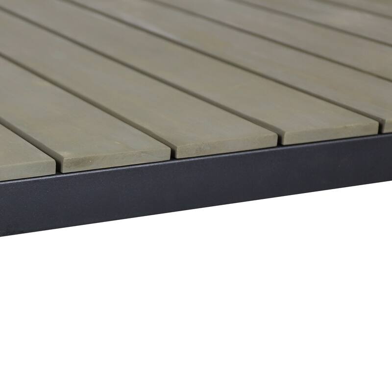 Roomfitters Modern Industrial Bar Table, Rectangular Wood Slat Top Pub Dining Furniture with Black Metal Frame, Grey+Black