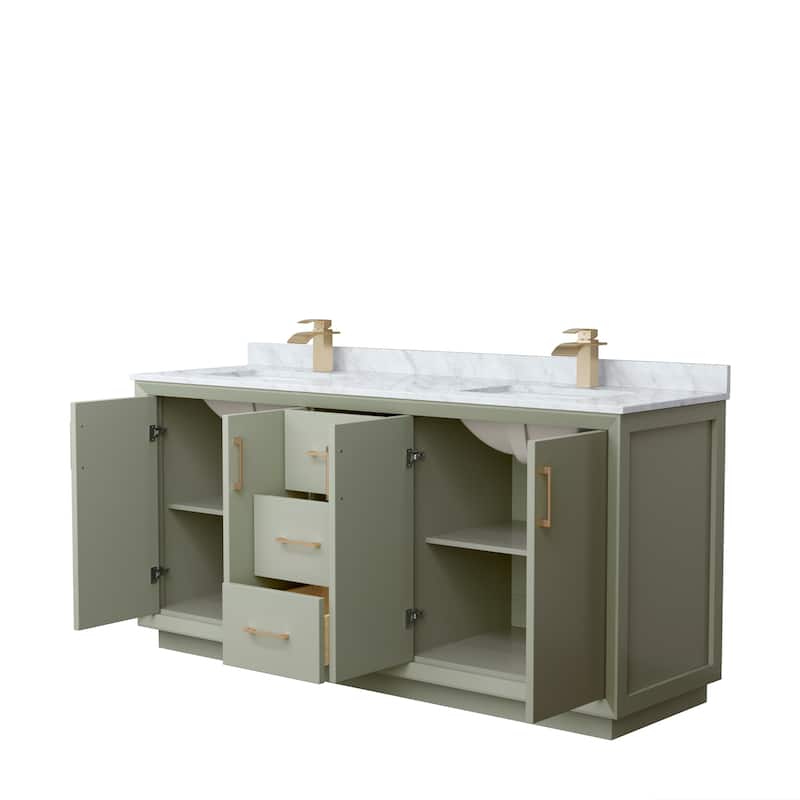 Strada 72-Inch Double Vanity Set, Carrara Marble Top
