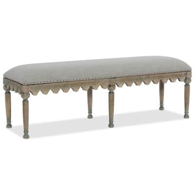 Hooker Furniture Madera 57" Wide Scalloped Upholstered Bed Bench from