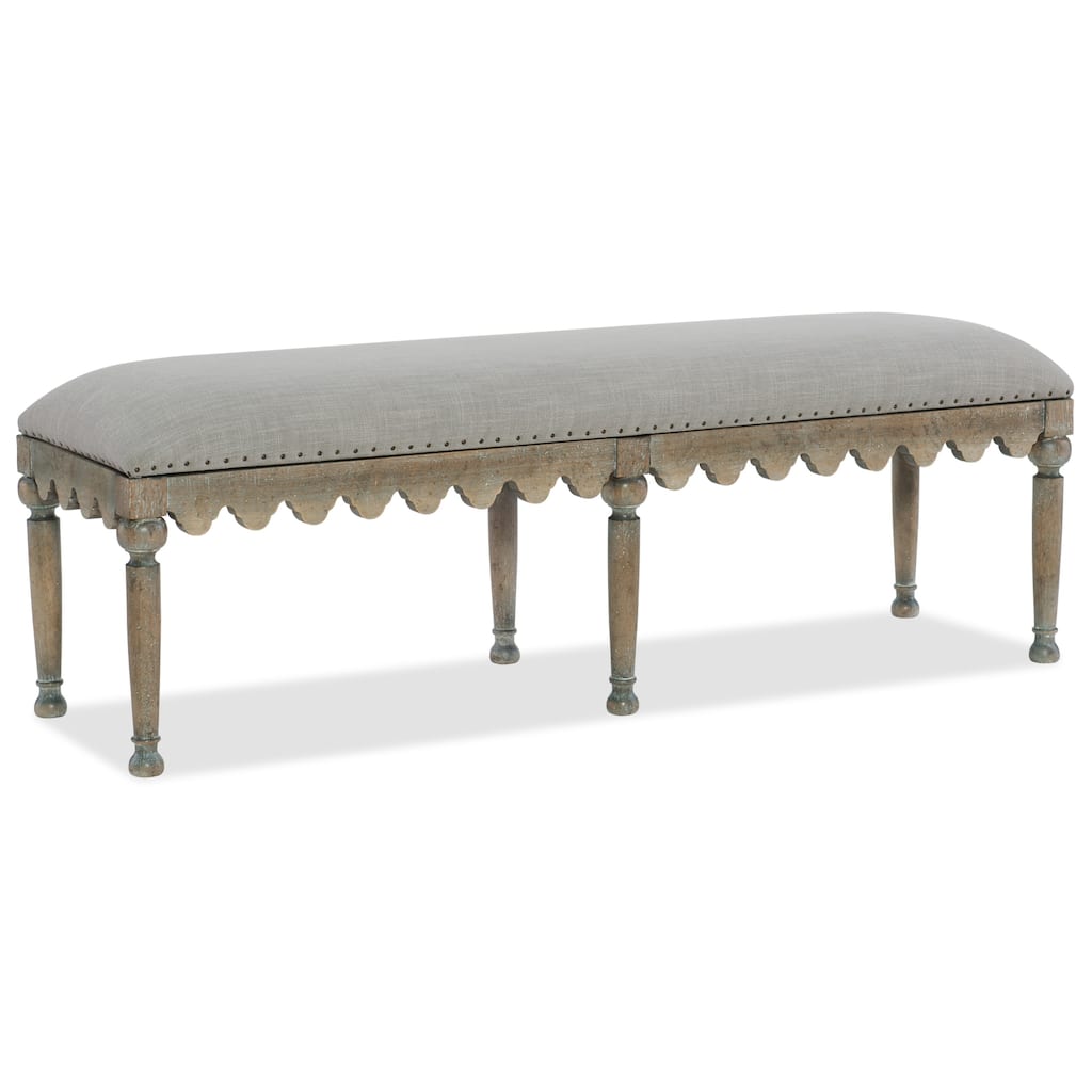 Hooker Furniture Madera 57" Wide Scalloped Upholstered Bed Bench from