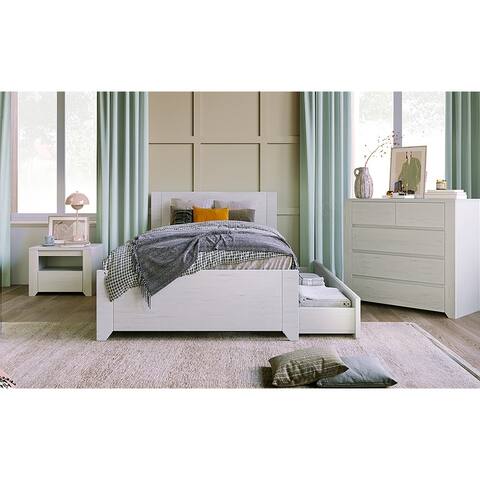 3-Piece Simple Style Bedroom Sets with Twin Bed, Nightstand and Chest
