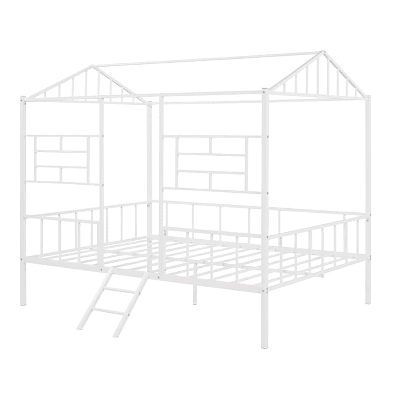 Metal House Bed Frame with Slatted Support