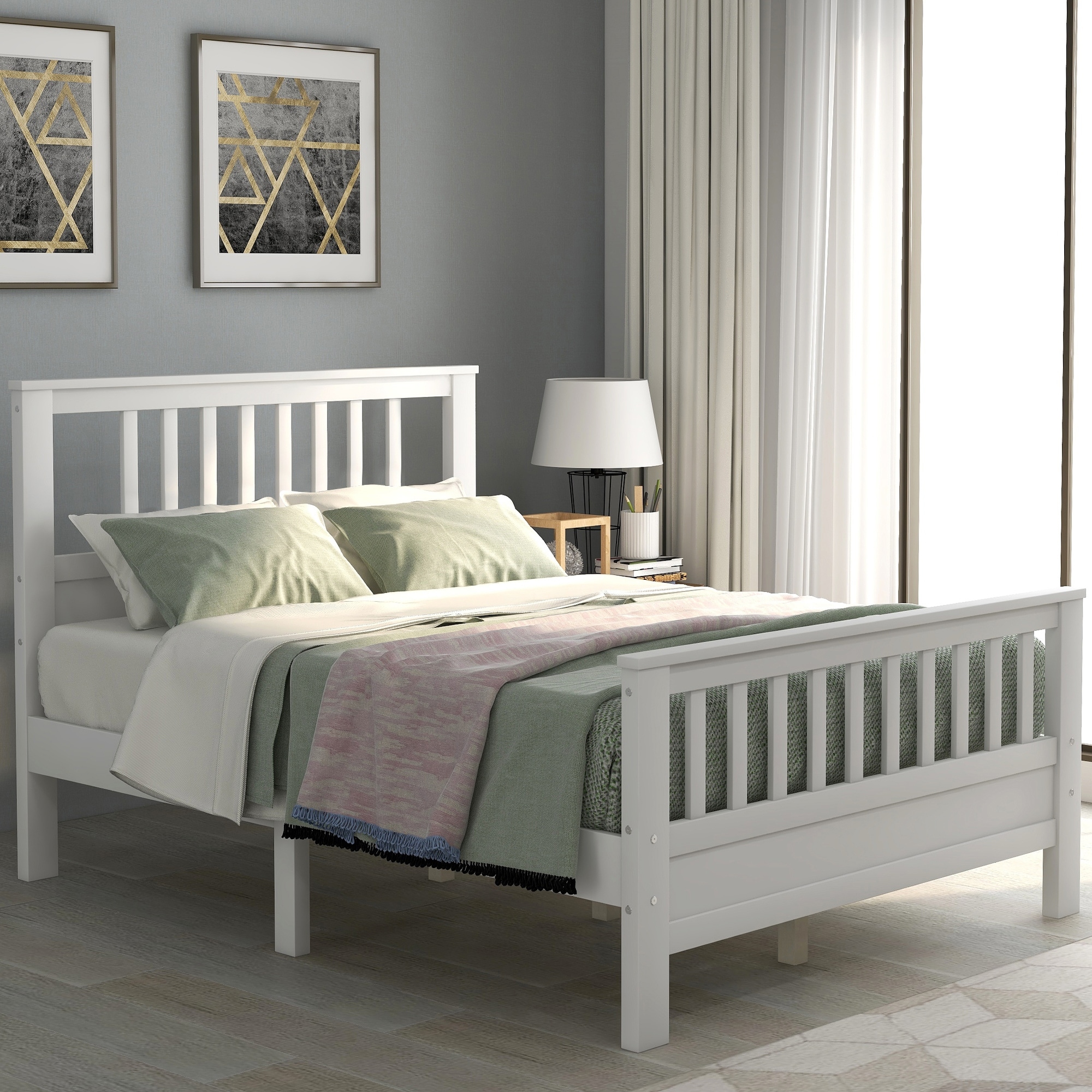 Roomfitters Wood Platform Bed with Headboard and Footboard, Twin