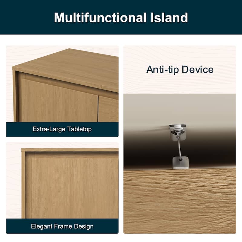 Modern Storage Cabinet with 2 Doors, 3 Drawers & Framed Edge Design - N/A