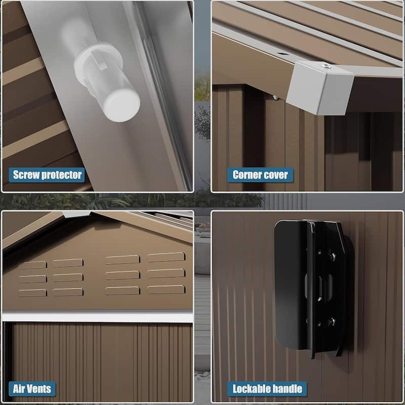 Kullavik Outdoor Metal Storage Shed with Floor and Lockable Sliding Door