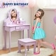 preview thumbnail 9 of 10, Kids Vanity Set with Mirror & Stool, Wooden Princess Makeup Dressing Table with Drawers for Girls Ages 4-9 - N/A