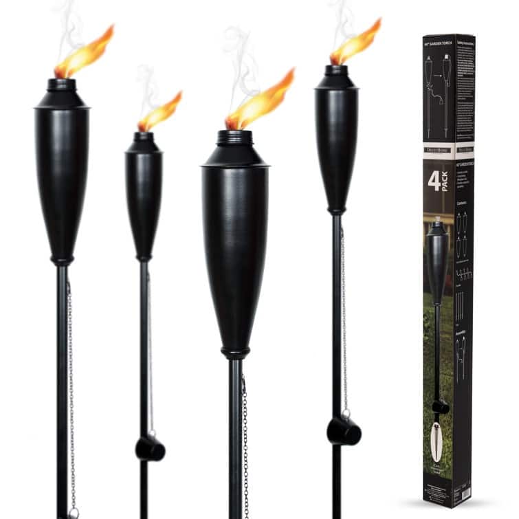 Deco Home Set of 4 Garden Tiki Torch Citronella Metal Outdoor Torch - 60inch