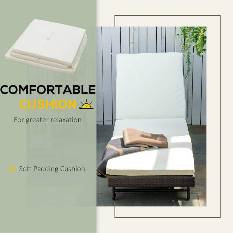 Patio Chaise Lounge,5 Position Rattan Recliner,Cushioned Pool Chair