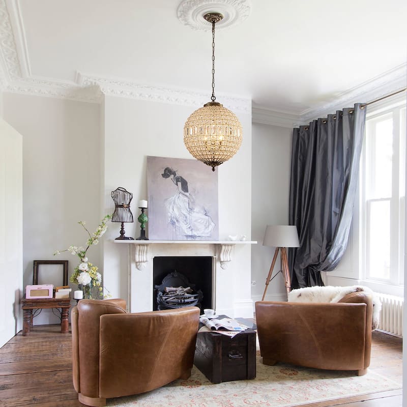 1/3/5-Light Retro French Crystal Globe Chandelier