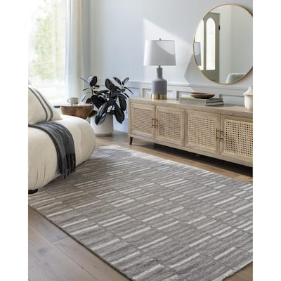 Madilyn Mid-Century Modern Stripe Fringed Area Rug
