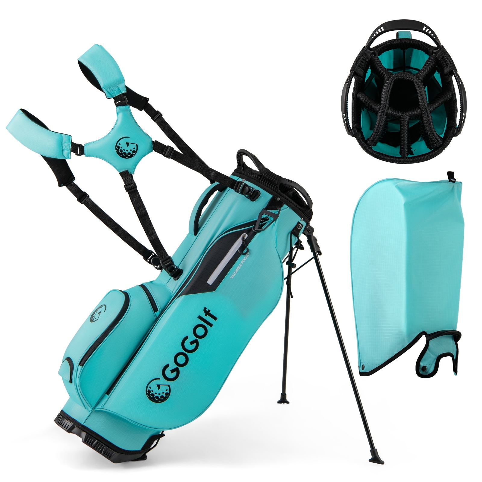 Gymax 8-Way Golf Stand Bag w/ 5 Pockets Lightweight Portable Golf