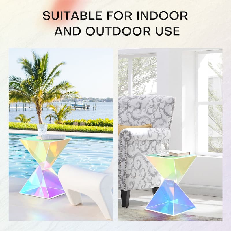 Modern Acrylic Accent End Table, Outdoor Side Tables - 18.11"H x 12.6"W x 12.6"L